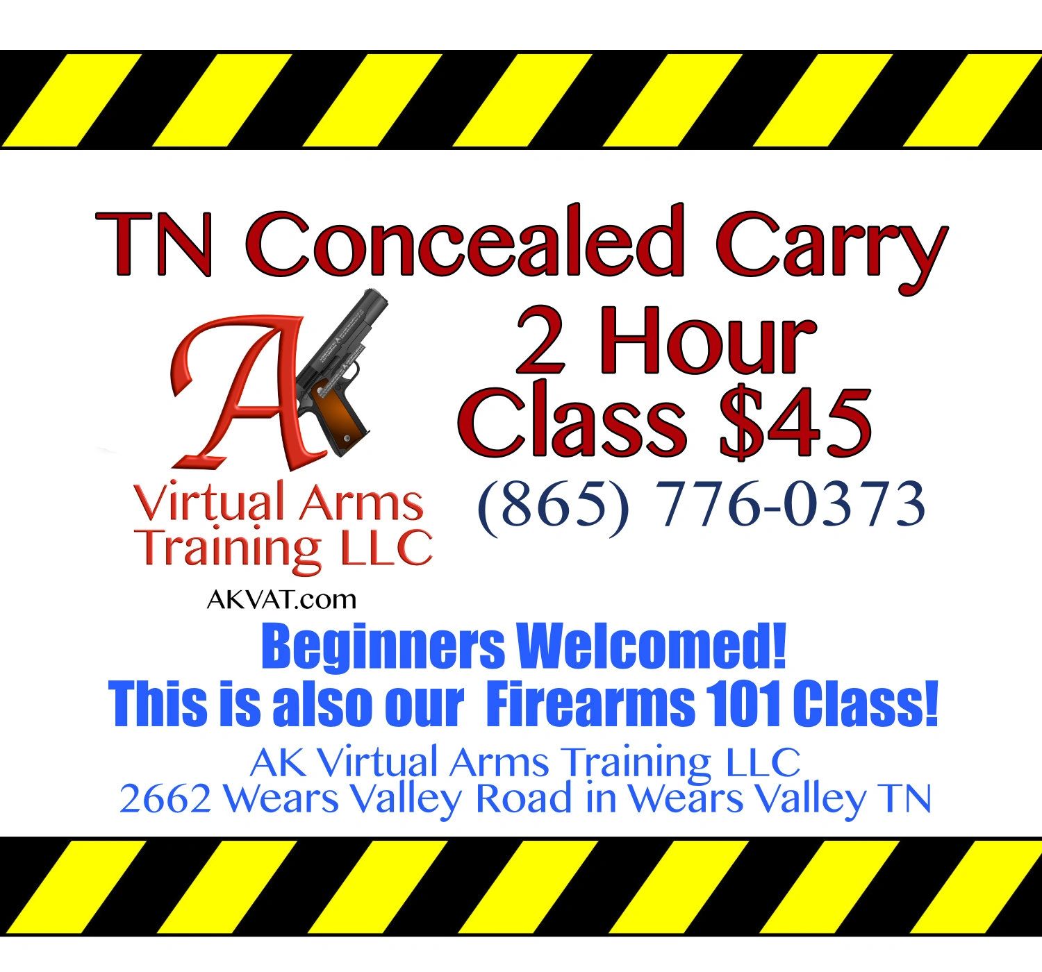 WEDNESDAY TN Concealed Carry Permit Class Firearms 101